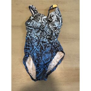 blue underwire MIRACLESUIT  one piece swimsuit size 10